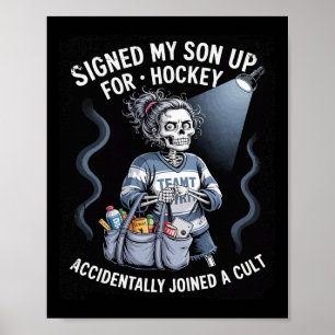 Poster Mère de hockey jeunesse culte de hockey sur glace