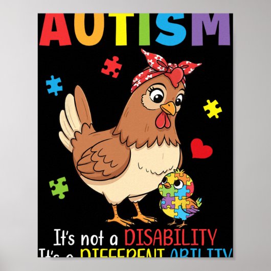 Poster Mère de sensibilisation à l'autisme Poulet Capacit (Devant)