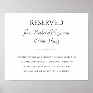 Poster Mère du marié, je suis au ciel pour votre mariage