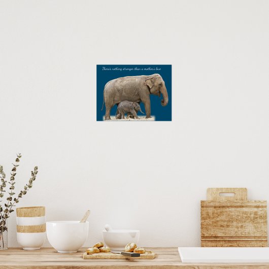 Poster Mère Eléphant et mur bébé art (Cuisine)