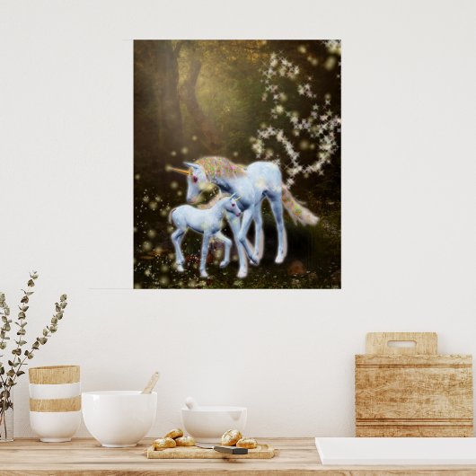 Poster Mère et bébé licorne (Cuisine)