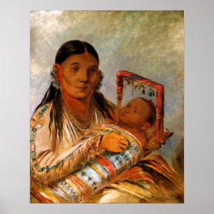 Poster Mère et enfant indien par George Catlin-1836