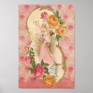 Poster Mère et enfant victorienne vintage jeton d'amour