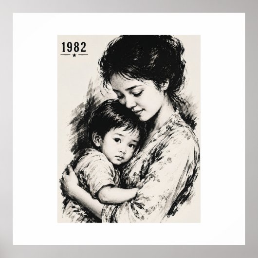Poster Mère et enfant vintage 1982 (Devant)