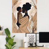 Poster Mère et fille afro (Bureau à domicile)