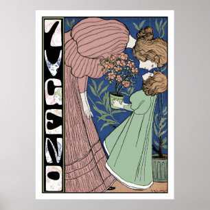 Poster Mère et fille - art Nouveau