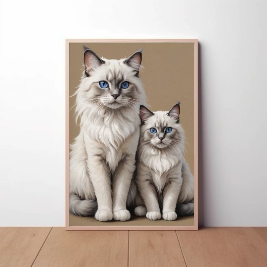Poster Mère et Kitten Ragdoll Chat Artwork Coeur
