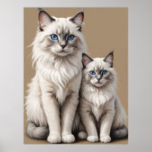 Poster Mère et Kitten Ragdoll Chat Artwork Coeur (Devant)