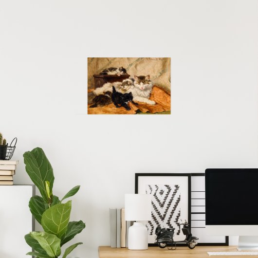 Poster Mère et ses chatons (Bureau à domicile)