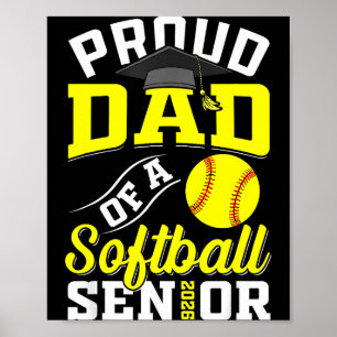 Poster Mère fière d'un senior de softball de la promotion