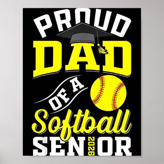 Poster Mère fière d'un senior de softball de la promotion (Devant)