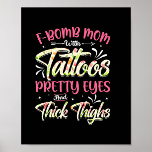 Poster Mère Florals Fomb Maman Avec Tattoos Anniversaire