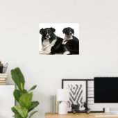 Poster Mère frontière collie et chiot (Bureau à domicile)