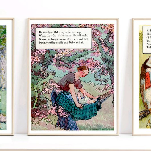 Poster Mère Goose Nursery Rhyme Hush A Bye Baby Nursery