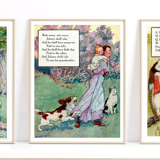 Poster Mère Goose Nursery Rhyme Ride Away Nursery