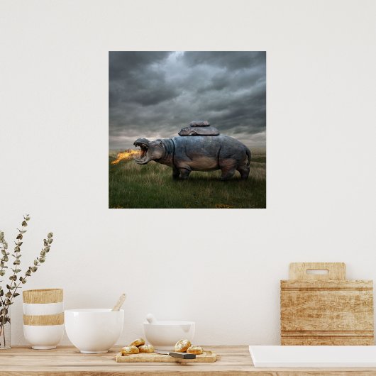 Poster Mère hippo en colère| (Cuisine)