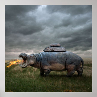 Poster Mère hippo en colère|