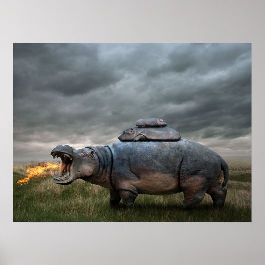 Poster Mère hippo en colère| (Devant)