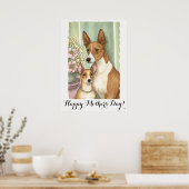 Poster Mère jour Cute Basenji Chien Maman (Cuisine)
