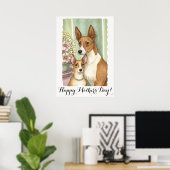 Poster Mère jour Cute Basenji Chien Maman (Bureau à domicile)
