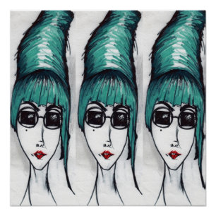 Poster Mère Monster Turquoise Beehik Lunettes de soleil P
