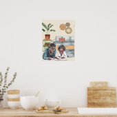 Poster Mère noire et fille lisant ensemble Wall Art (Cuisine)