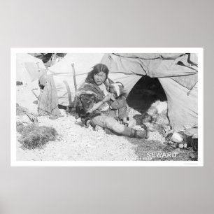 Poster Mère Nourriture Enfant Alaska 1907