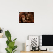 Poster Mère orang-outan et bébé au zoo (Bureau à domicile)