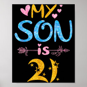 Poster Mère père maman papa joyeux anniversaire fils a 21