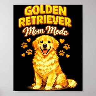 Poster Mère retriever doré drôle mode chien amoureux mign