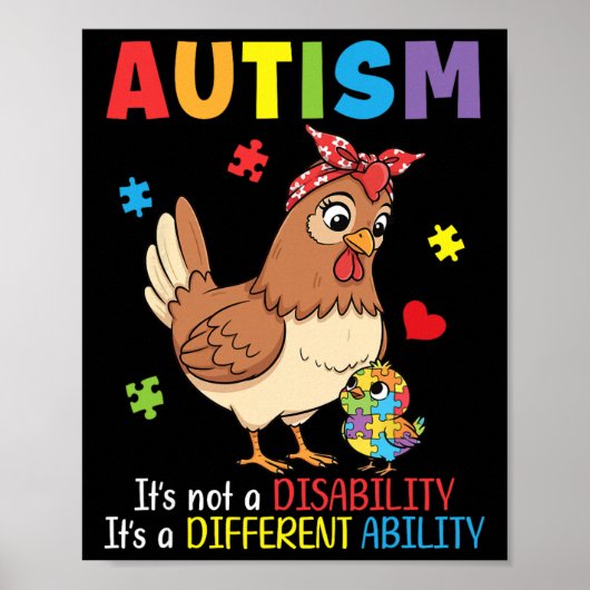 Poster Mère sensibilisée à l'autisme Poulet Capacité diff (Devant)