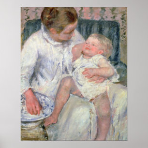 Poster Mère sur le point de laver son enfant endormi, 188