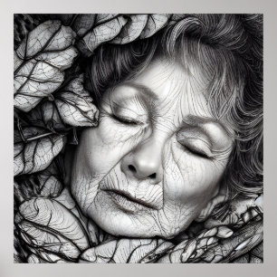 Poster Mère Terre Dors Parmi Les Feuilles