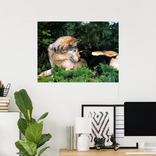 POSTER MÈRE WOLF ÉCOUTE LES PUPS (Bureau à domicile)