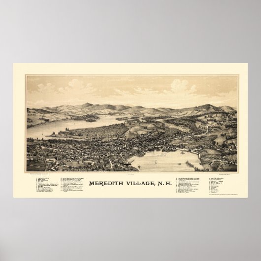 Poster Meredith, NH Panoramic Map - 1889 (Devant)