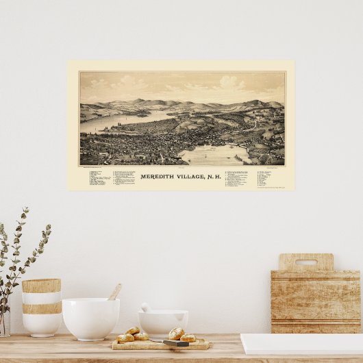 Poster Meredith, NH Panoramic Map - 1889 (Cuisine)