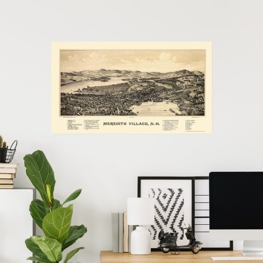 Poster Meredith, NH Panoramic Map - 1889 (Bureau à domicile)