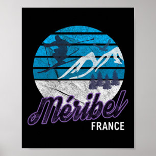 Poster Méribel Alpes françaises Moutiers France Ski Snowb