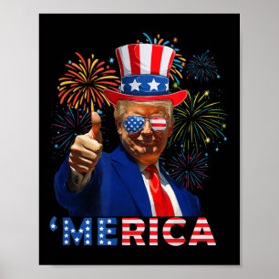 Poster Merica 4 juillet amusant feu d'artifice Trump Indé