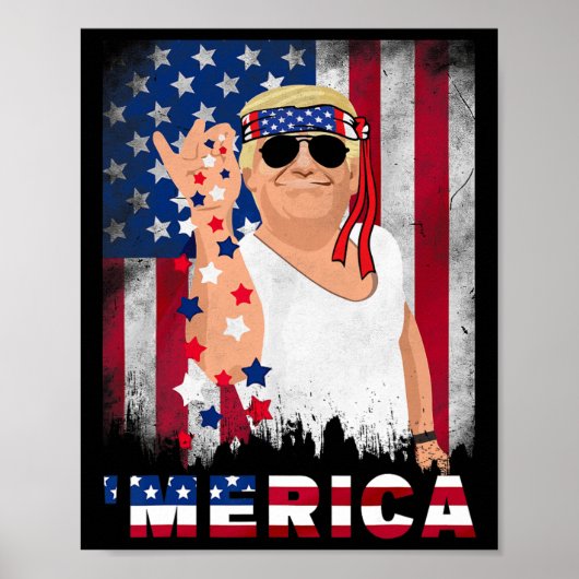 Poster Merica Bae Salt Parsemer Drapeau Américain Patriot (Devant)
