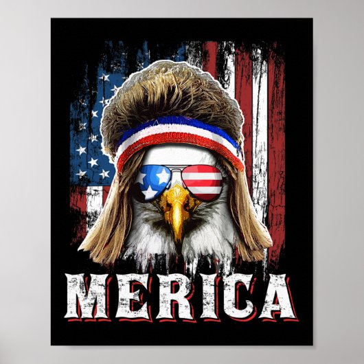 Poster Merica Eagle Mullet 4 juillet American Flag Star (Devant)