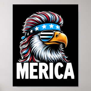 Poster Merica Eagle Mullet Sungles États-Unis Drapeau amé