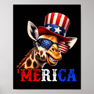 Poster Merica Giraffe Patriotique 4 juillet Funny Kids Me