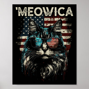 Poster Merica Patriotique Maine Coon Chat