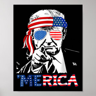 Poster Merica Shirt heureux 4 juillet Merica Trump