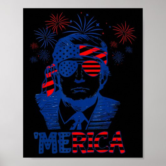 Poster Merica Trump 4 juillet heureux Trump Drapeau améri (Devant)