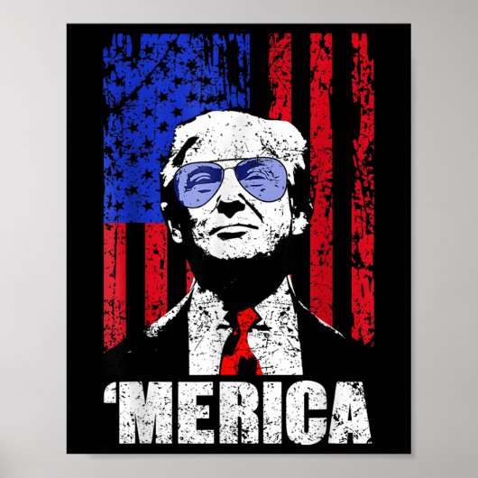 Poster Merica Trump 4 juillet heureux Trump Drapeau améri (Devant)