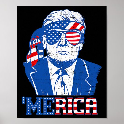 Poster Merica Trump 4 juillet heureux Trump Drapeau améri (Devant)