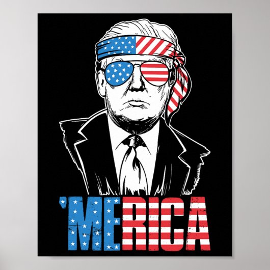 Poster Merica Trump 4 juillet heureux Trump Drapeau améri (Devant)