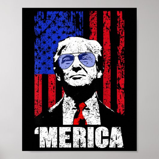 Poster Merica Trump 4 juillet heureux Trump Drapeau améri (Devant)
